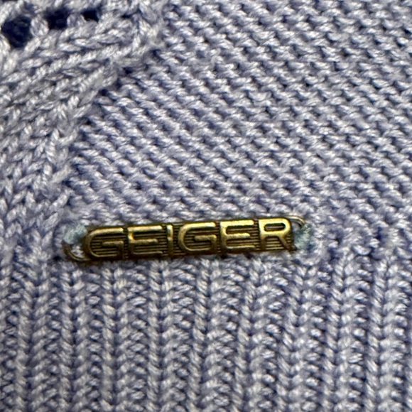 Vintage Geiger Cardigan Sweater Puff Sleeves Lavender L Cottagecore old school - Picture 6 of 8